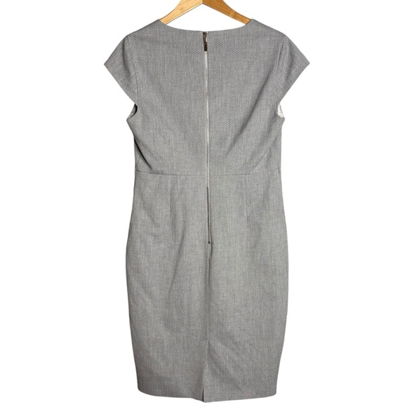Ted Baker sheath dress gray women’s size 4 / 10 short cap sleeve textured pencil - Picture 4 of 8